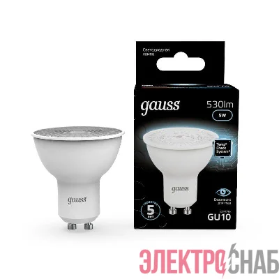 Лампа светодиодная Black 5Вт MR16 софит 4100К нейтр. бел. GU10 530лм GAUSS 101506205