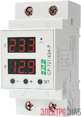 Реле напряжения с контролем тока и мощности CP-721-63A-P 1ф 1НО 63А 90..450В TrueRMS. FF EA04.009.027