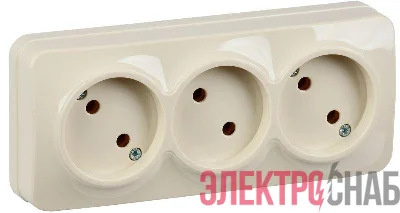 Розетка 3-м ОП GLORY РС23-2-ХК 10А без заземл. крем. IEK ERH30-K33-10