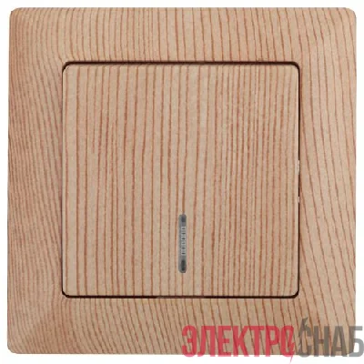 Выключатель 1-кл. СП Solo 4-102-11 10А IP20 250В с подсветкой сосна Intro Б0053572