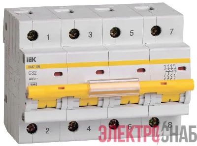 Выключатель автоматический модульный 4п C 32А 10кА ВА47-100 KARAT IEK MVA40-4-032-C