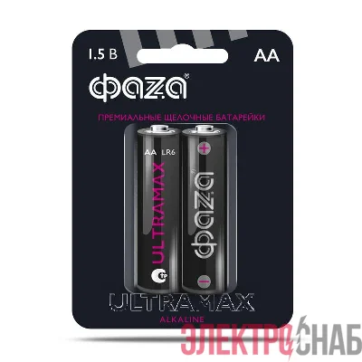 Элемент питания алкалиновый AA/LR6 1.5В Ultra Max LR6UM-B2 BL-2 (уп.2шт) ФАZА 5042995