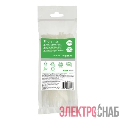 Стяжка кабельная 160х2.5 бел. (уп.100шт) SchE IMT46257