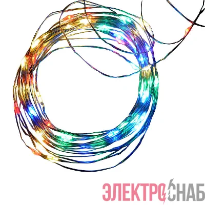 Гирлянда светодиодная ULD-S0500-050/SCB/2AA MULTI IP20 DEW на батарейках 2AA (не в/к) "Роса" 5м с контроллером50 светодиодов разноцвет провод медн. Uniel UL-00005266