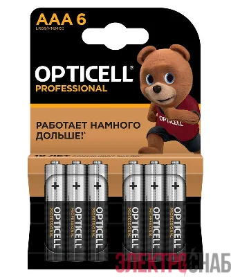 Элемент питания алкалиновый AAA/LR03 (блист. 6шт) Professional Opticell 5052004