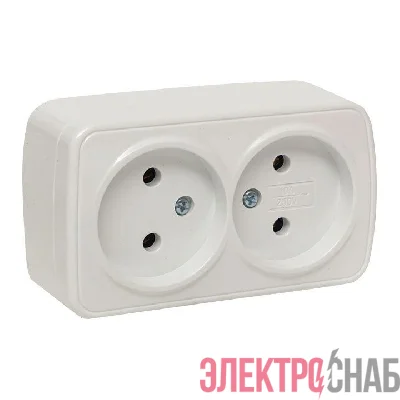 Розетка 2-м ОП Минск 10А IP20 без заземл. бел. Basic EKF EGR10-102-10