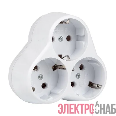 Разветвитель 3-м с заземл. 16А IP20 250В кругл. бел. PROxima EKF ATK16-3