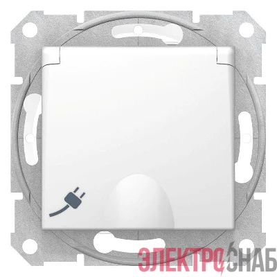 Механизм розетки 1-м СП Sedna 16А IP44 с защ. крышкой защ. шторки с заземл. быстрозажим. контакты бел. SchE SDN3100521