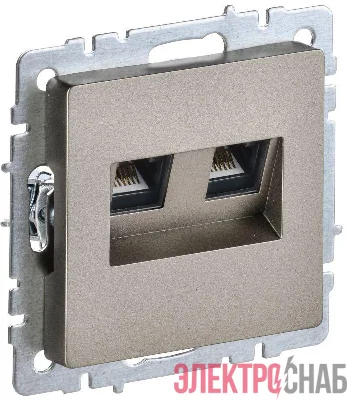 Розетка двойная СП RJ11+RJ45 кат.5E BRITE РК/Т12-БрШ механизм шампань IEK BR-KT20-O-1-K37