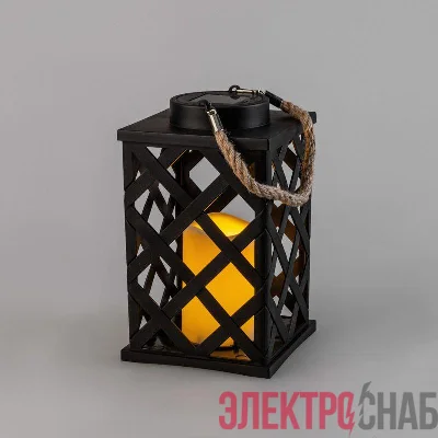 Фонарь декоративный 14х14х24см тепл. бел. корпус плетеный черн. на солнечной батарее Neon-Night 501-145