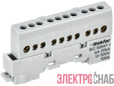 Шина L "фаза" изол. на универс. держ. 6х9-10-Ср TEKFOR IEK TF-NN10-10-KL-K03