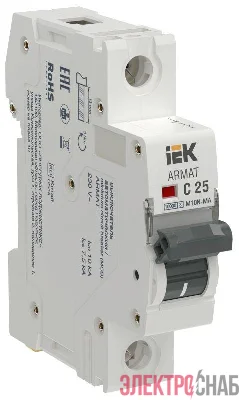 Выключатель автоматический модульный 1п C 25А M10N-MA без тепл. расцеп. ARMAT IEK AR-M10N-MA-1-C025