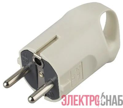 Вилка V3 16А с заземл. с кольцом непрямой ввод (10/200/6000) бел. ЭРА Б0019186