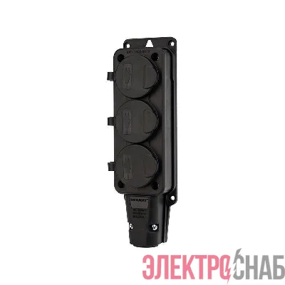 Розетка штепсельная трехместная влагозащ. с/з 16А IP54 каучук Rexant 111-113
