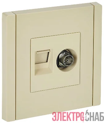 Розетка 2-м TV+RJ45 кат.6 FORTE&PIANO FP437 ваниль IEK FP-AK20-2-K10