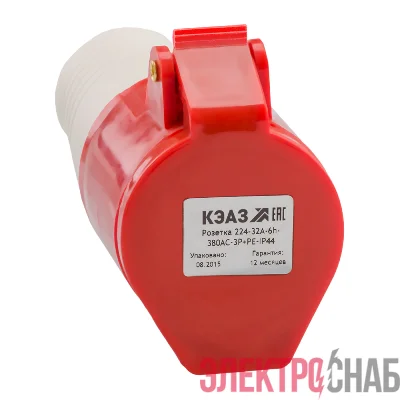 Розетка кабельная 224 32А 380AC 3P+PE 6ч IP44 КЭАЗ 222752