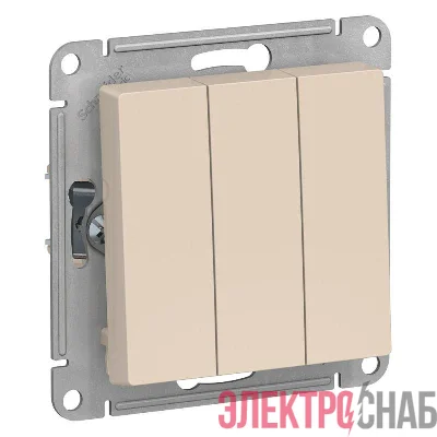 Выключатель 3-кл. СП AtlasDesign 10А IP20 (сх. 1+1+1) 10AX механизм беж. SE ATN000231