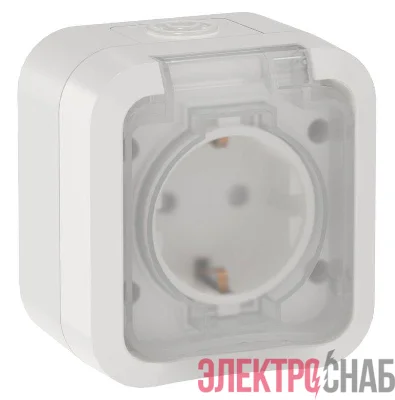 Розетка 1-м ОП TORS 16А IP55 TS320 с заземл. с крышкой бел. IEK TS-R16-16-55-K01