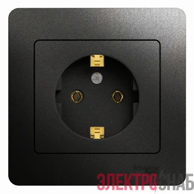 Розетка 1-м СП 1мод. Glossa 16А IP20 с заземл. в сборе антрацит SE GSL000742