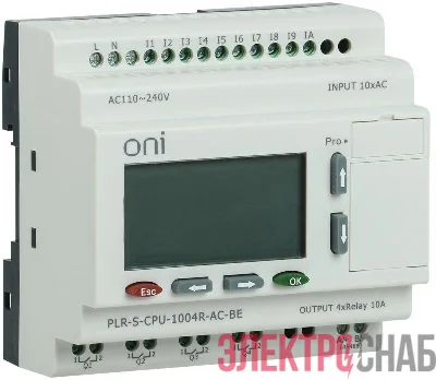 Реле логическое PLR-S. CPU1004(R) 220В AC с экраном ONI PLR-S-CPU-1004R-AC-BE