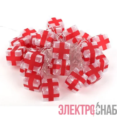 Гирлянда светодиодная "Нить Подарки" 3м 20LED 8 режимов 220В IP20 хол. свет ЭРА Б0041895