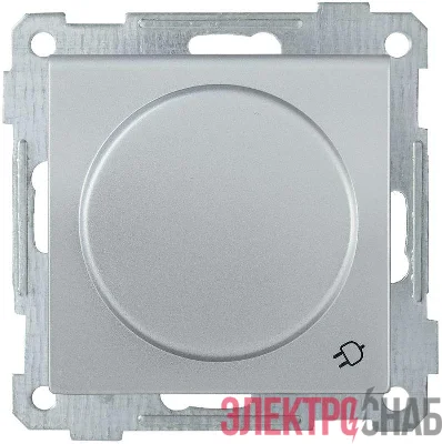 Розетка 1-м СП Bolero РС16-1-0-Б 16А IP20 с заземл. защ. шторки с крышкой механизм серебр. IEK ERB16-K23-16