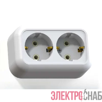 Розетка 2-м ОП Валентина РА16-826 16А IP20 с заземл. бел. Кунцево 5418