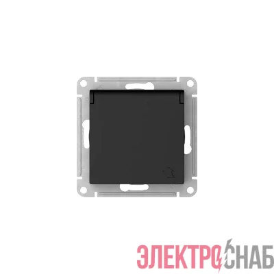 Розетка AtlasDesign 16А IP20 с заземл. защ. шторки с крышкой быстрозажим. клем. механизм карбон SE ATN001046S