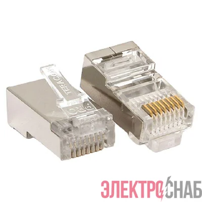 Коннектор RJ45 (8P8C) кат.5E экранир. 30мкд универс. (уп.20шт) TERACOM PRO EKF TRP-PLUG-5EFTP-20