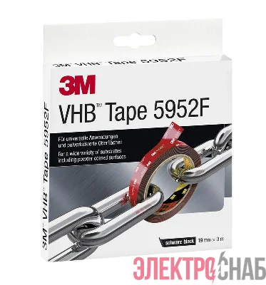 Лента монтажная двусторонняя VHBТМ 5952 F основа вспененный акрил адгезив VHВ 19ммх3м черн. 3М 7100211813