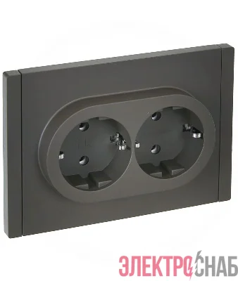 Розетка 2-м СП FORTE&PIANO FP324 16А с заземл. без защ. шторок безвинт. крепл. сер. IEK FP-R21-16-1-K03