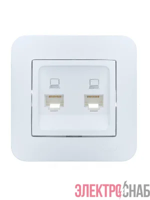 Розетка компьютерная 2-м СП ASTI IP20 RJ45 в сборе бел. LEZARD 7081-0202-141