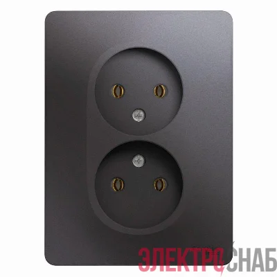 Розетка 2-м СП Glossa 16А IP20 250В без заземл. в сборе графит SE GSL001320