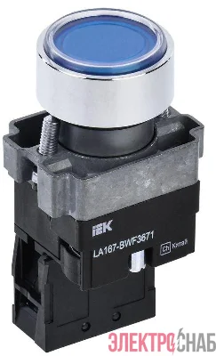 Кнопка LA167-BWF3671 d22мм RC 1НО с подсветкой син. KARAT IEK BBT20-BWF3671-1-12-67-K07