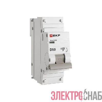 Выключатель автоматический модульный 1п D 50А 10кА ВА 47-100 PROxima EKF mcb47100-1-50D-pro