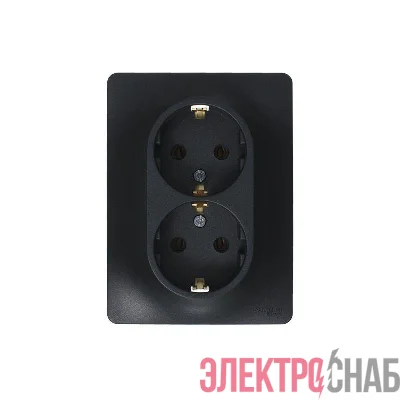 Розетка 2-м Glossa 16А с заземл. в сборе антрацит SE GSL000724