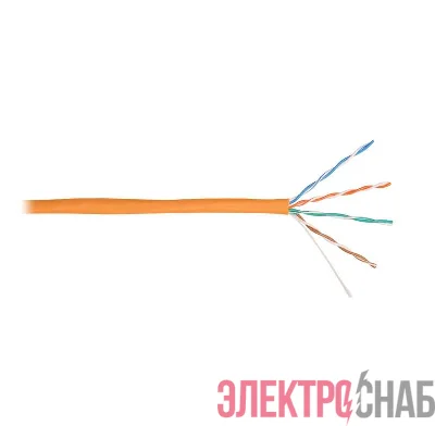 Кабель витая пара U/UTP кат.5E 4х2х24AWG solid LSZH нг(А)-HFLTx оранж. (уп.305м) NIKOLAN NKL 4100C-OR