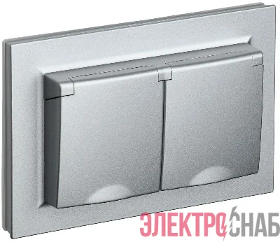 Розетка 2-м СП BRITE РСбш12-3-44-БрА 16А в сборе IP44 с крышкой алюм. IEK BR-R26-16-44-K47-F