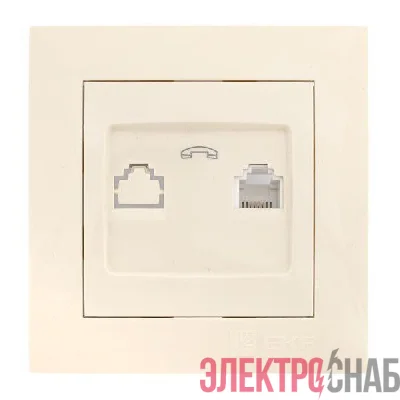 Розетка телефонная 1-м СП Валенсия RJ11 крем. PROxima EKF EWT01-034-20