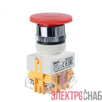 Выключатель кнопочный "Грибок" AEA ВК-22 d22мм 220В красн. DEKraft 25024DEK