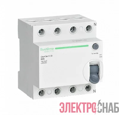 Выключатель дифференциального тока (УЗО) 4п 63А 30мА тип AC City9 Set 400В SE C9R36463