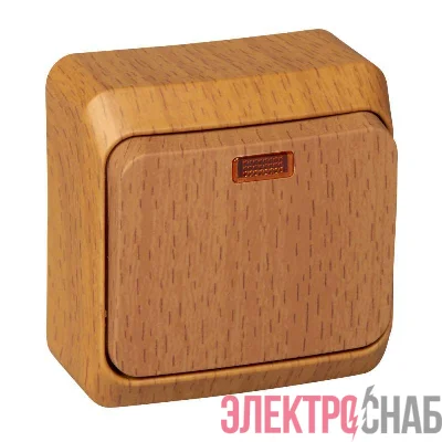 Выключатель 1-кл. ОП Этюд Дача 10А IP20 с индик. бук SchE BA10-005T