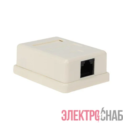 Розетка компьютерная 1-м ОП RJ45 кат.5E UTP неэкранир. бел. Rexant 03-0121