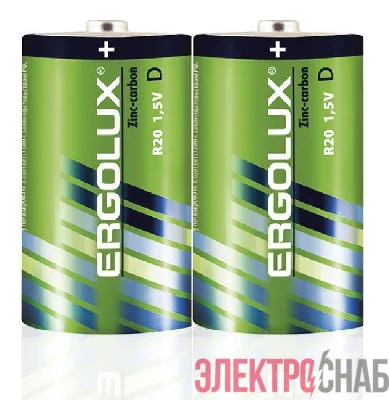 Элемент питания солевой D/R20 1.5В SR2 (уп.2шт.) Ergolux 12442