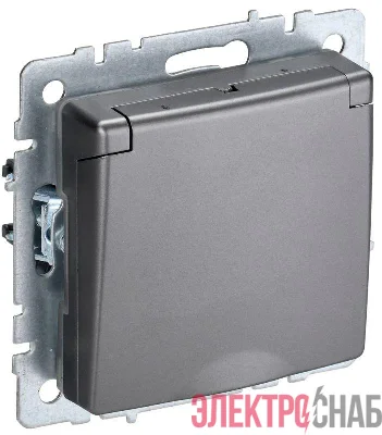 Розетка BRITE РСбш10-3-БрС 16А IP20 с заземл. защ. шторки с крышкой механизм сталь IEK BR-R16-16-K46