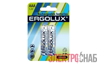 Аккумулятор AAA-600мА.ч Ni-Mh BL-2 1.2В (блист.2шт) Ergolux 12977