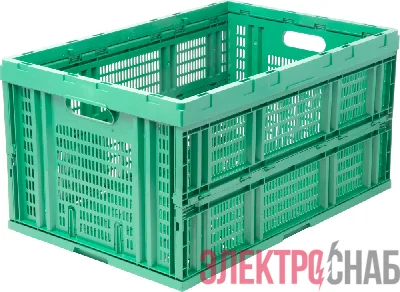 Ящик 600х400х310 перфорированный, складной  зелёный 407 407