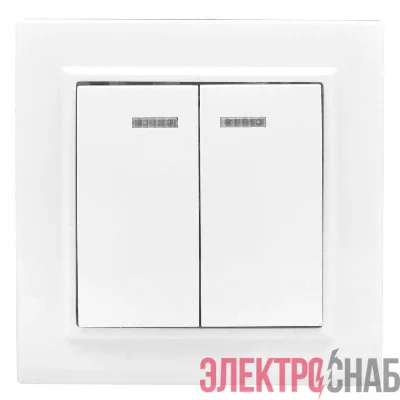 Выключатель 2-кл. СП Минск 10А IP20 с индикатором бел. Basic EKF ERV10-123-10
