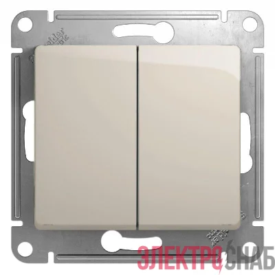Переключатель проходной 2-кл. СП Glossa 10А IP20 (сх. 6) 10AX механизм молочн. SE GSL000965
