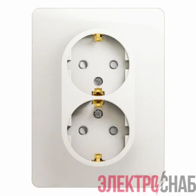Розетка 2-м Glossa 16А защ. шторки с заземл. в сборе перламутр SchE GSL000626